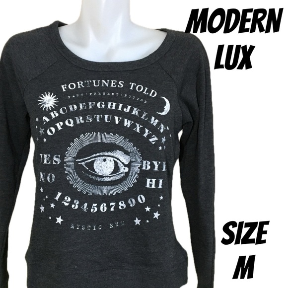 NEW MODERN LUX OUIJA FORTUNE’S TOLD SWEAT SHIRT CHARCOAL GREY SIZE M - Picture 7 of 7